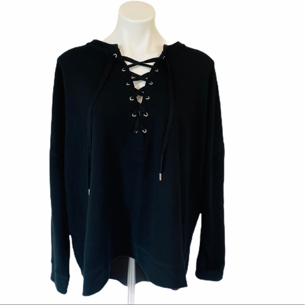 🆕AVA&VIV Black Lace Up Sweatshirt 3X